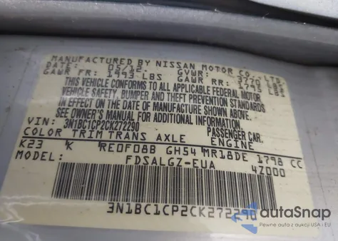 2012 Nissan Versa 1.8 Sl from USA, damaged, VIN 3N1BC1CP2CK272290